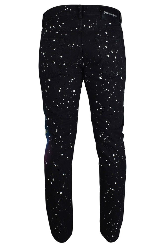 Palm Angels Black Straight-Fit Jeans With Paint Stain Effect