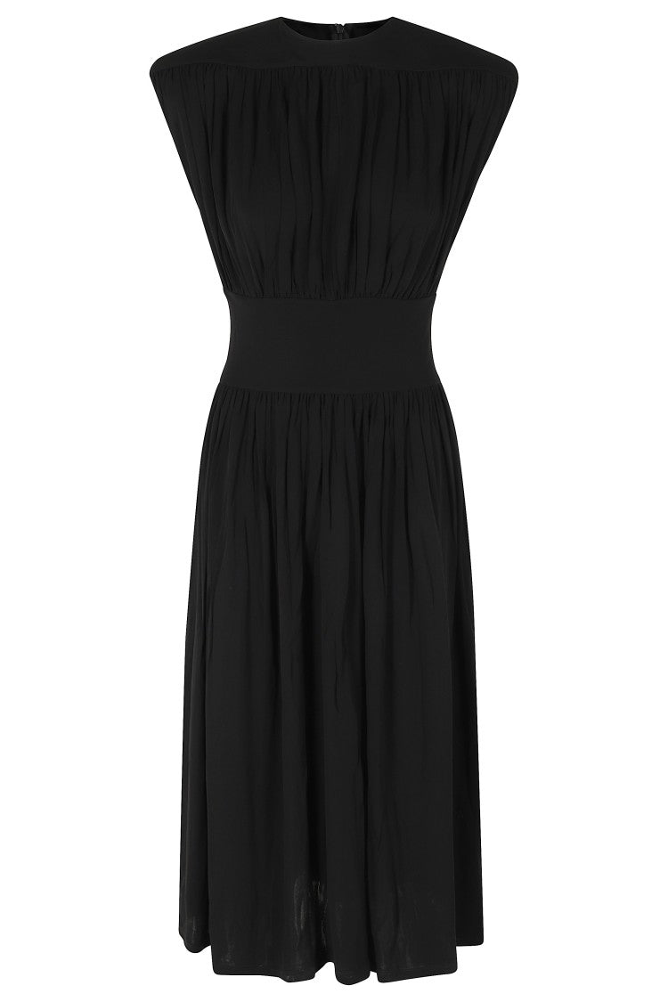 Anine Bing Black Fran Draped Viscose Midi Dress