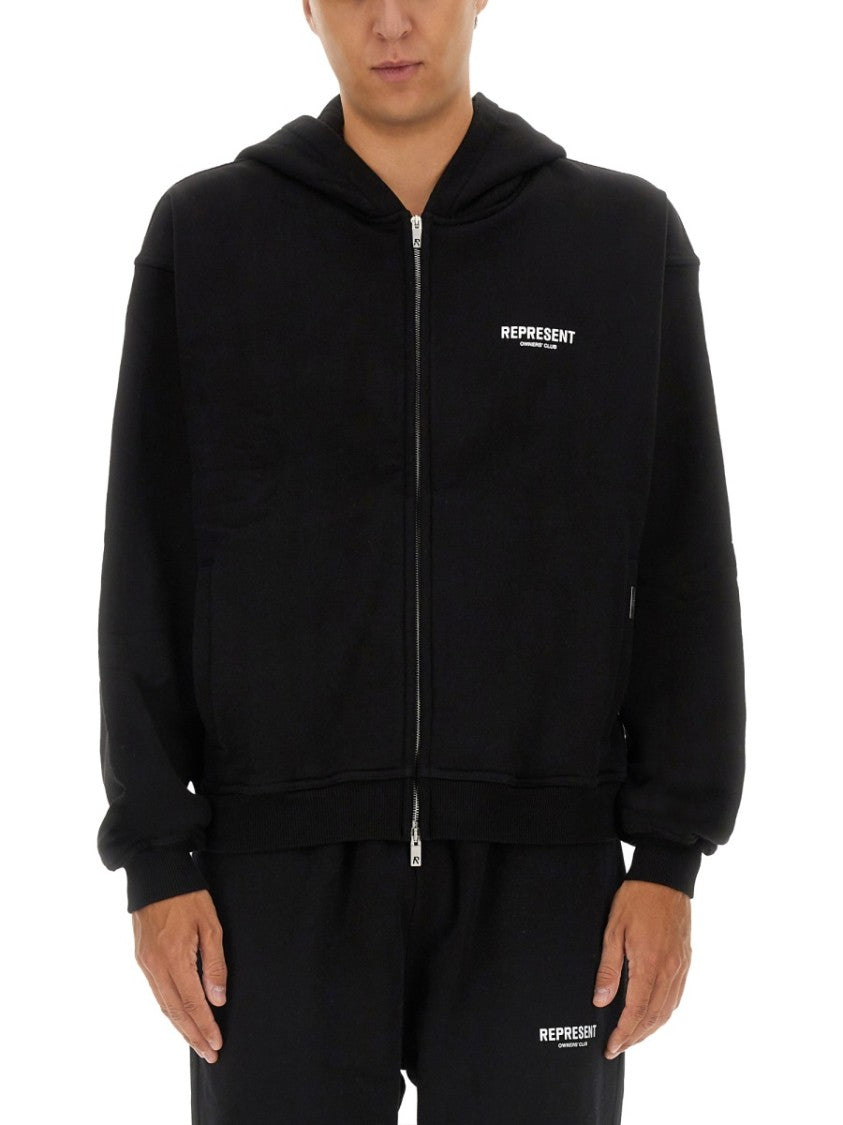 Represent Black Zip-Up Hoodie