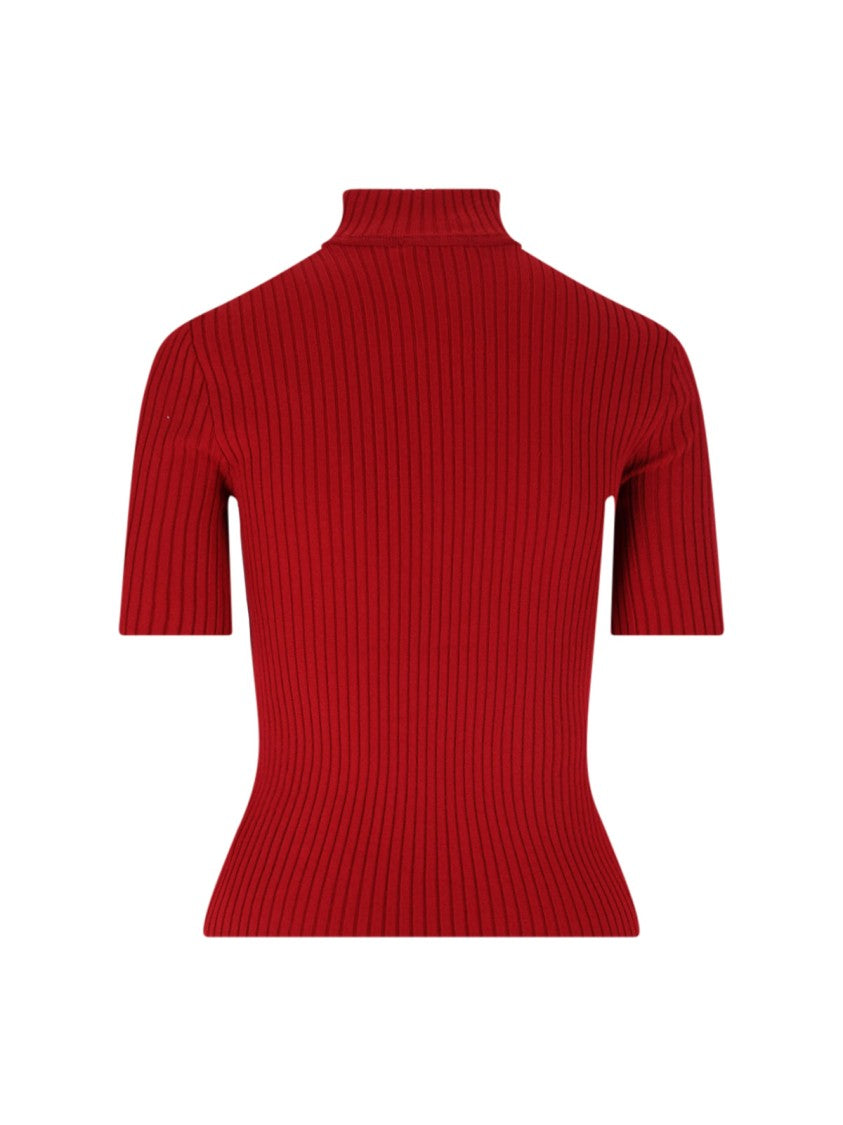 Courrèges "Reedition" Ribbed Top – Red