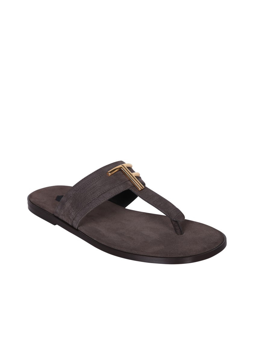 Tom Ford Brown Leather Sandals