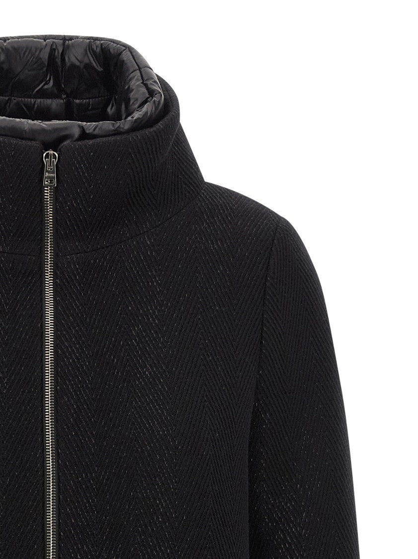 Herno Lamé Thread And Wool Coat
