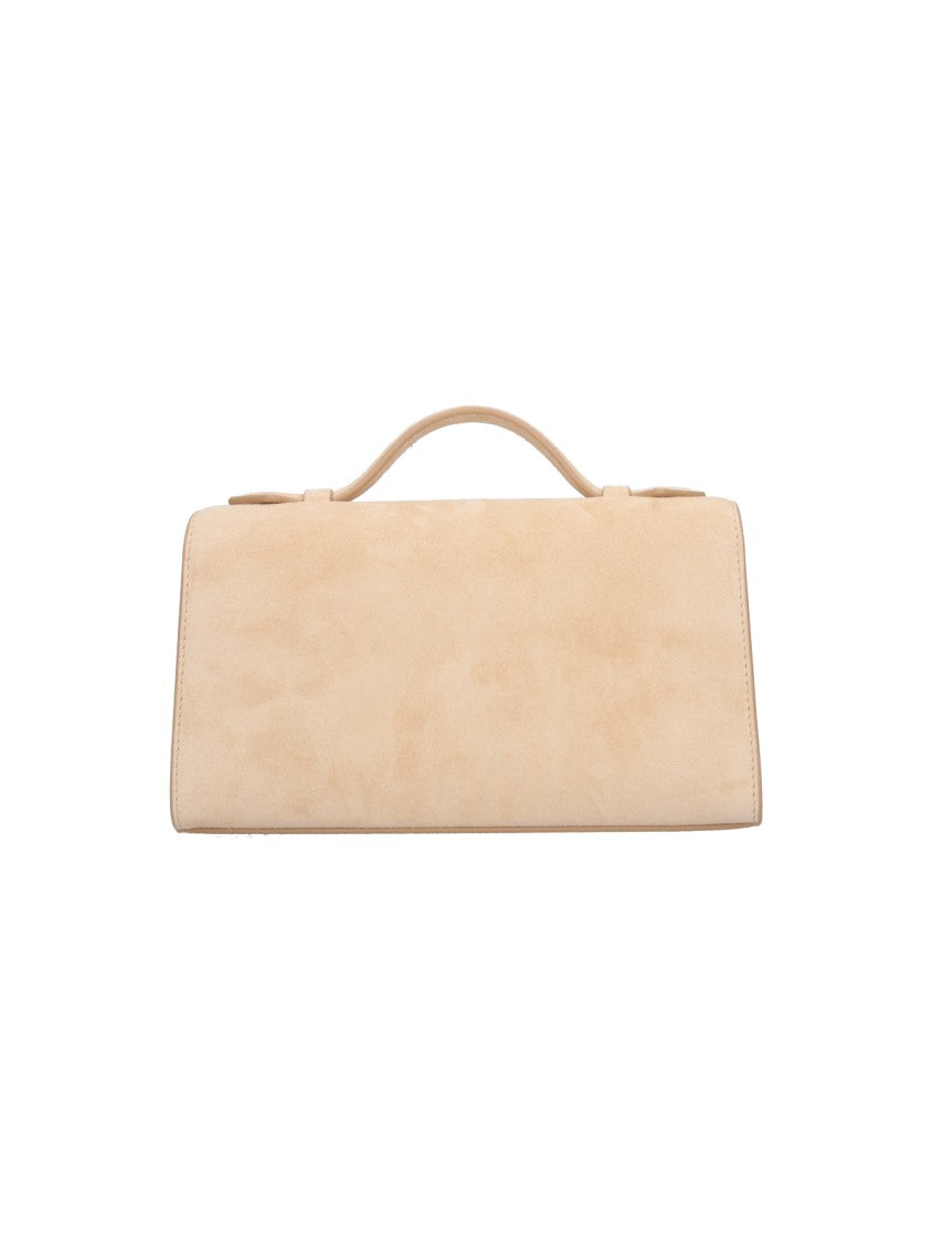 Savette Cream Symmetry Suede Flap Pouch