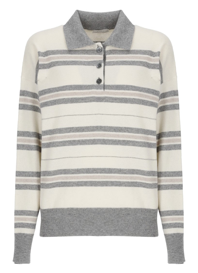 Peserico Color-Contrast Striped Knitwear Sweater With Lurex Detail