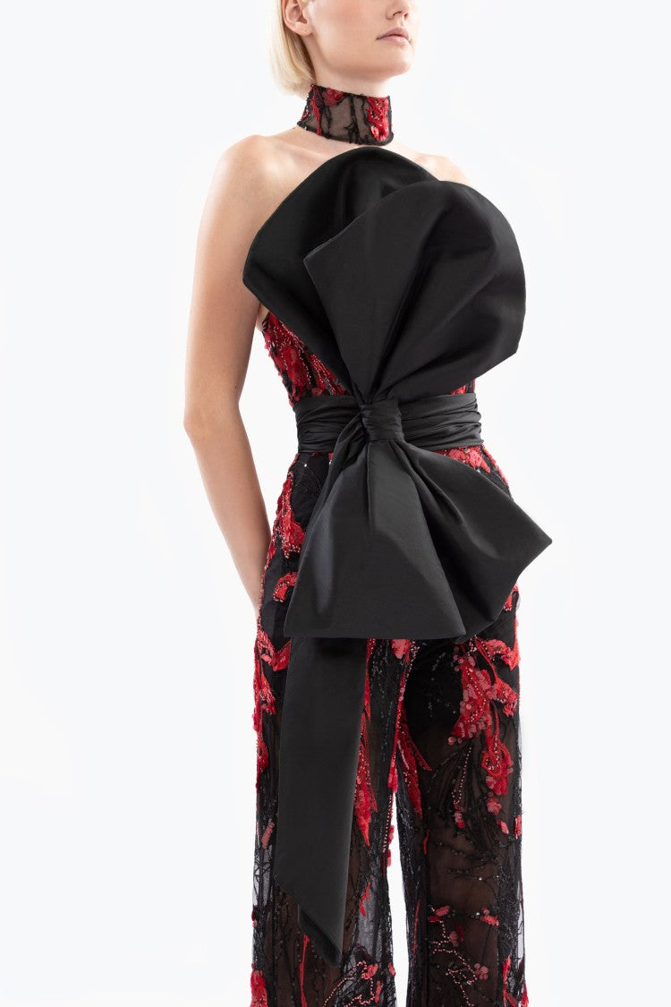 Saiid Kobeisy Embroidered Strapless Jumpsuit