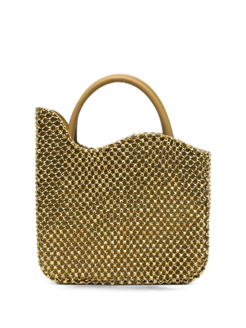 Le Silla Wave-Edge Metallic Mesh Overlay Shoulder Bag