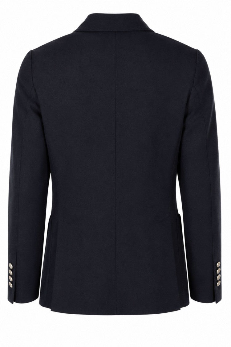 Eleventy Blue Double-Breasted Patch Pockets Cotton-Blend Blazer
