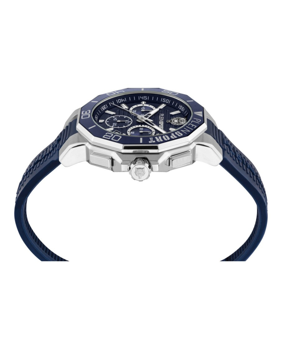 Plein Sport Titan Chronograph Watch With Blue Guilloche Dial