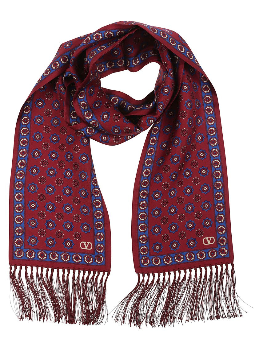 Valentino Red Bandeau Chamber Silk Scarf