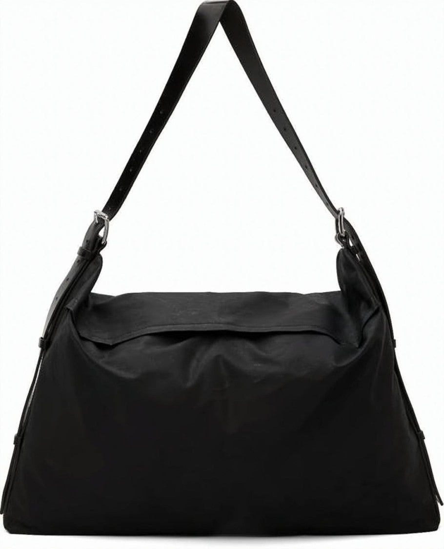 Lemaire Minimalist Black Shoulder Bag With Adjustable Leather Strap