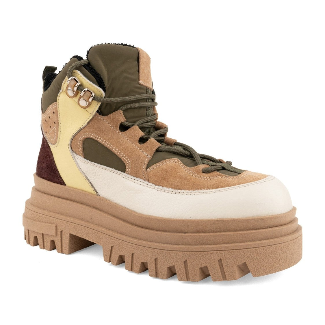 Prato Creativo Multicolor Chunky Padded Collar Suede Boots