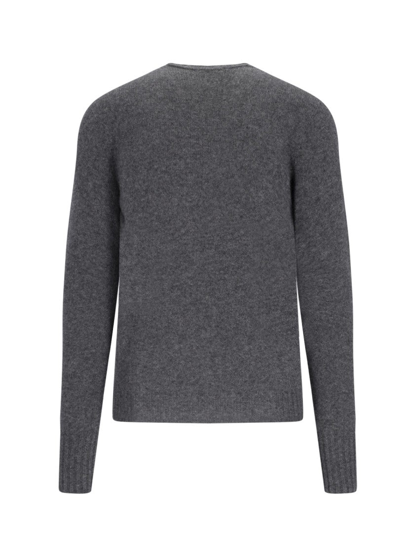 Drumohr Classic Sweater In Grey Cashmere Crew Neck