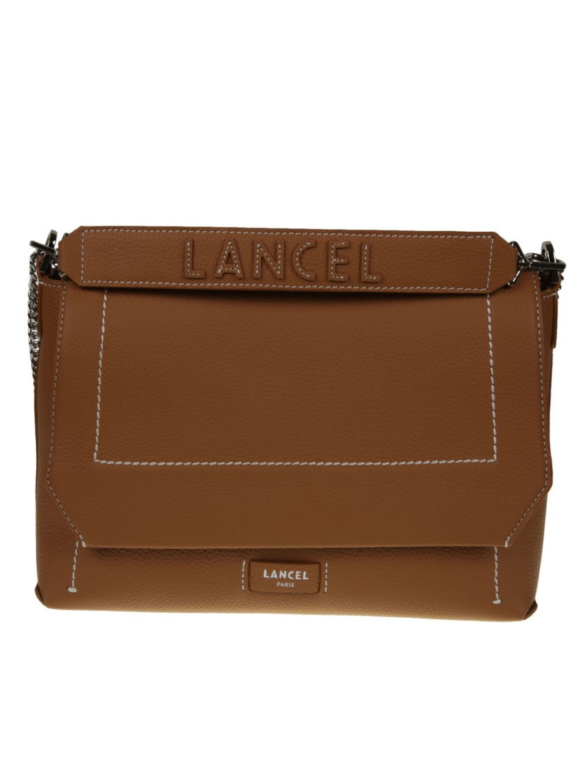 Lancel Ninon Soft Brown Flap Shoulder Bag