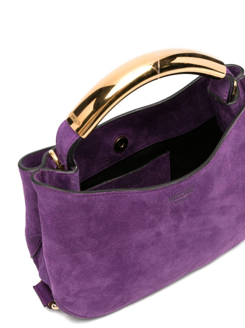 Moschino Violet Suede Curved Base Top Bag
