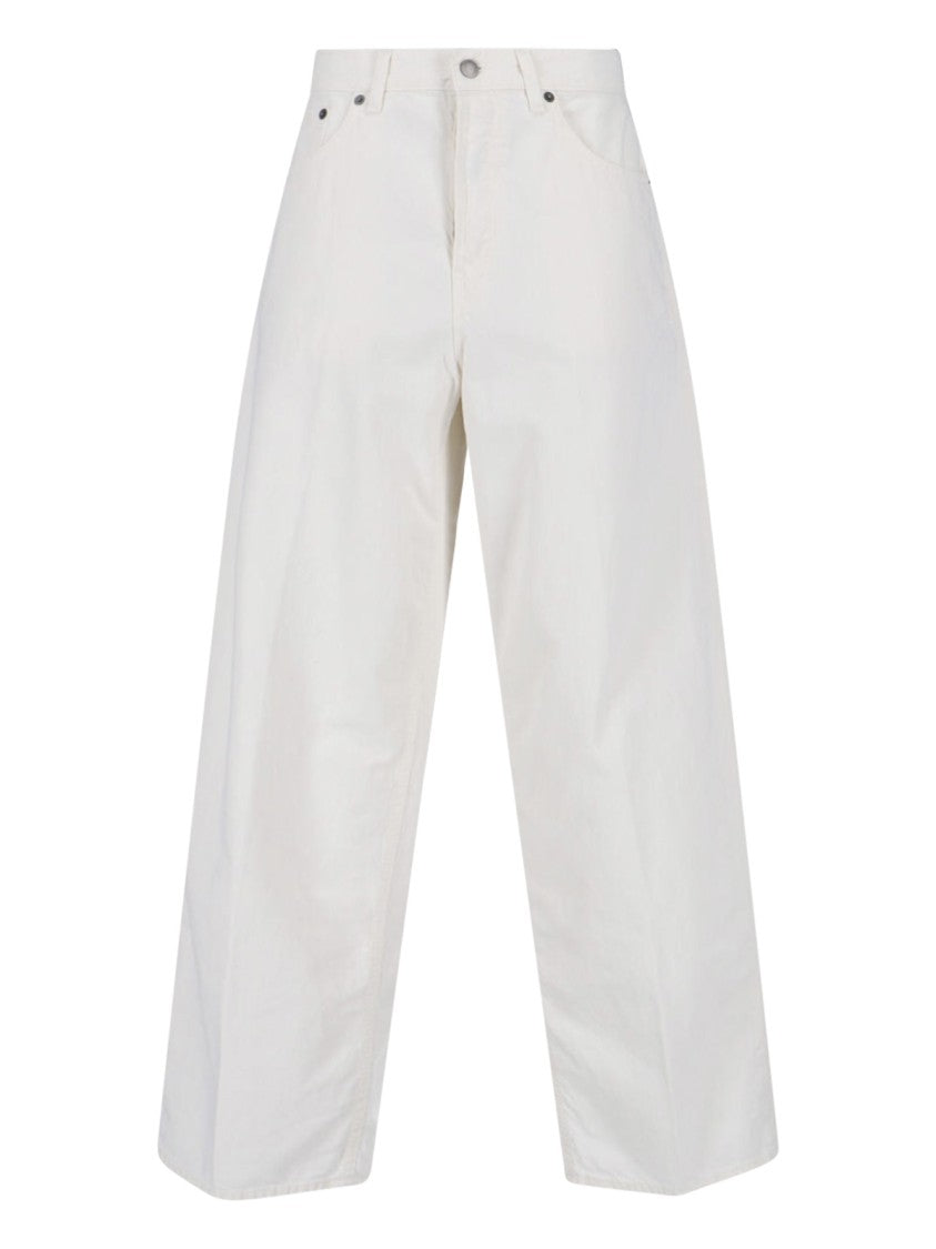 Haikure Wide-Leg White Denim Jeans With Five-Pocket Design