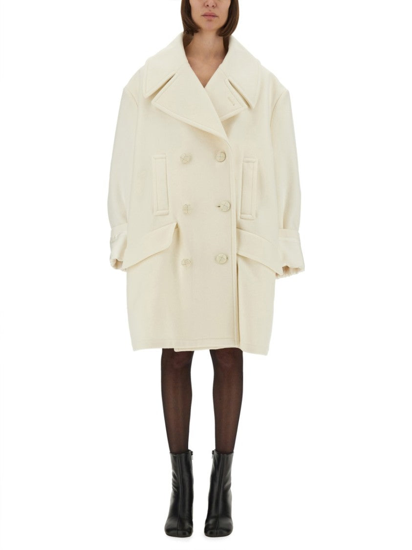 Mm6 By Maison Margiela Double-Breasted Oversized Wool Coat With Large Buttons