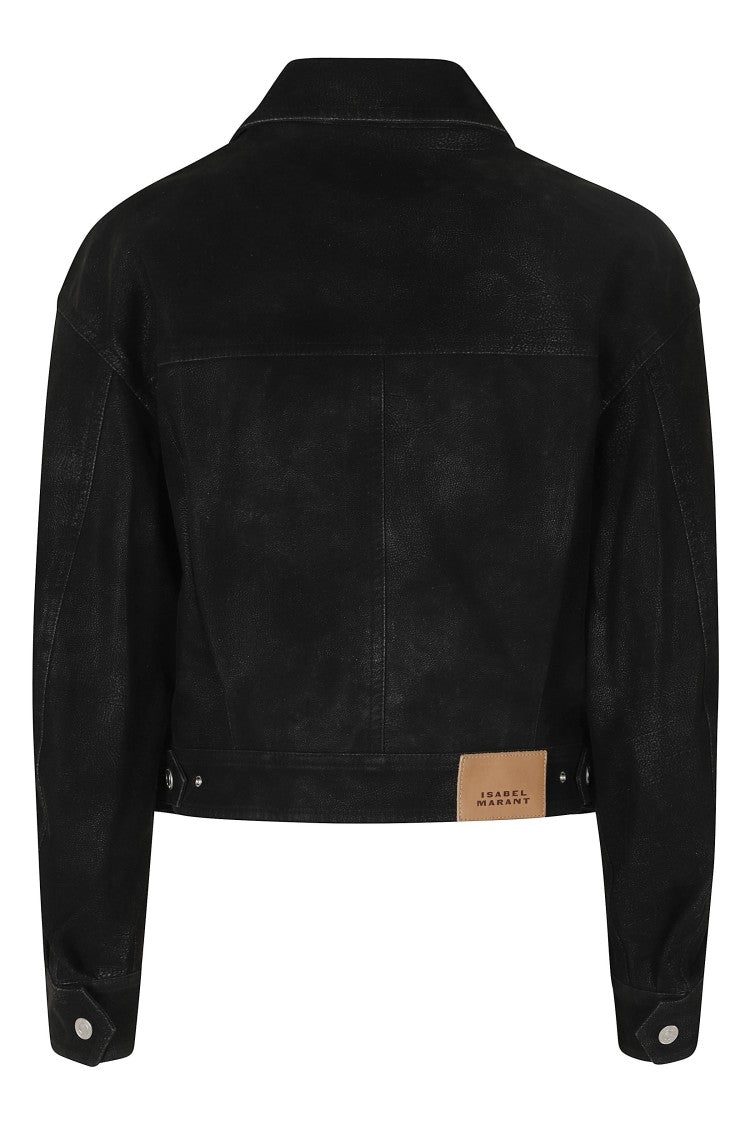 Isabel Marant Étoile Black Distressed Faux Suede Biker Jacket
