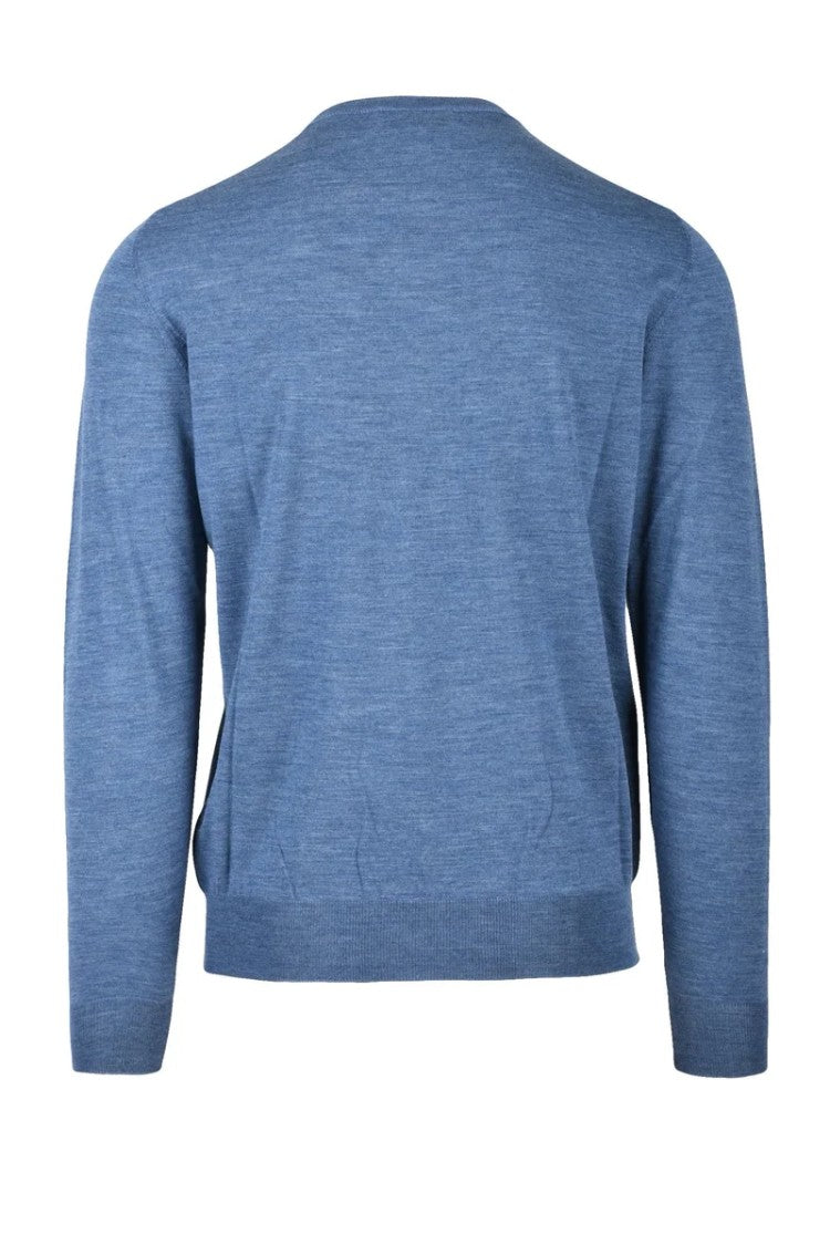 Filippo De Laurentiis Blue Merino Wool Men's Crewneck Pullover