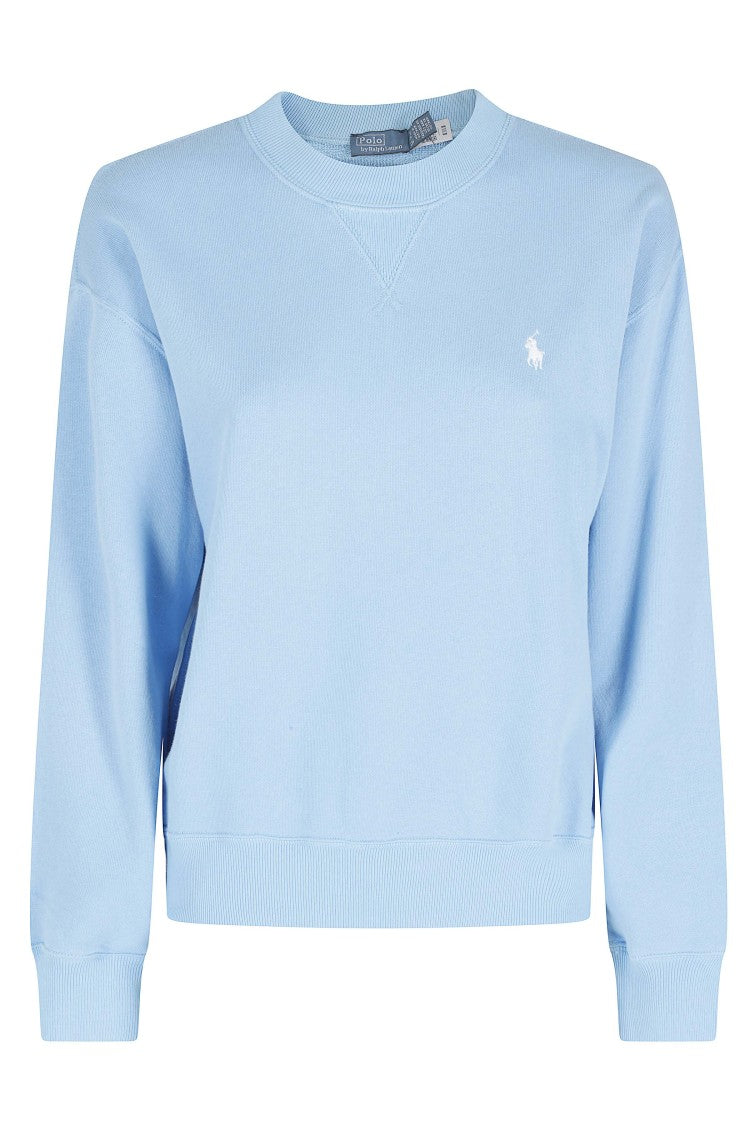 Polo Ralph Lauren Heavenly Blue Knit Crewneck Cotton-Blend Sweatshirt