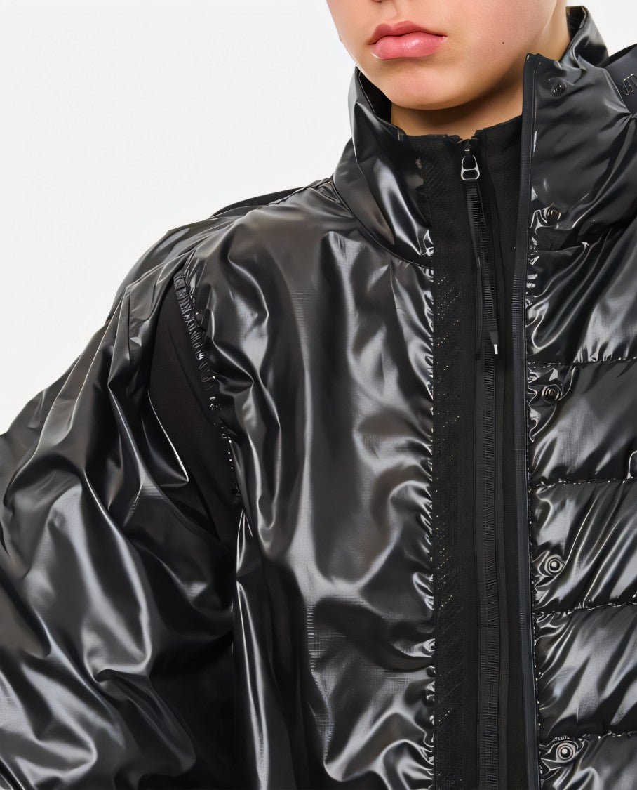 Moncler Cropped Puffer Jacket With Glossy Finish