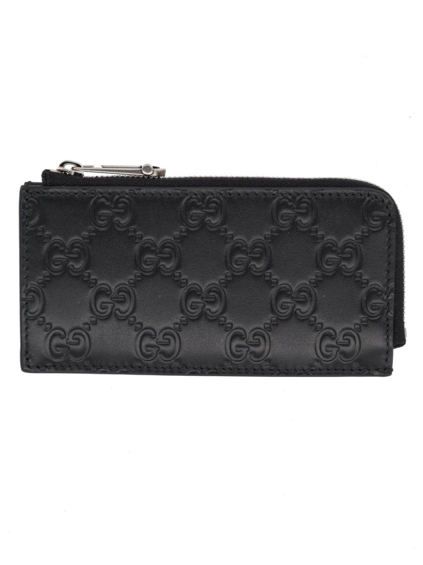 Gucci Gg Emblem Embossed Calfskin Card Holder