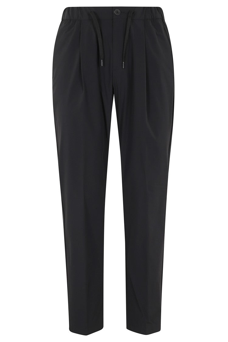Herno Black Drawstring Technical Fabric Straight-Leg Pants