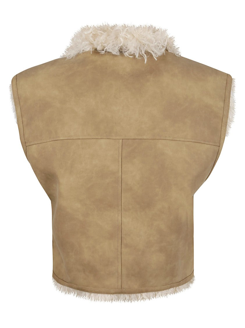 Isabel Marant Sleeveless Double-Faced Shearling-Effect Cardigan