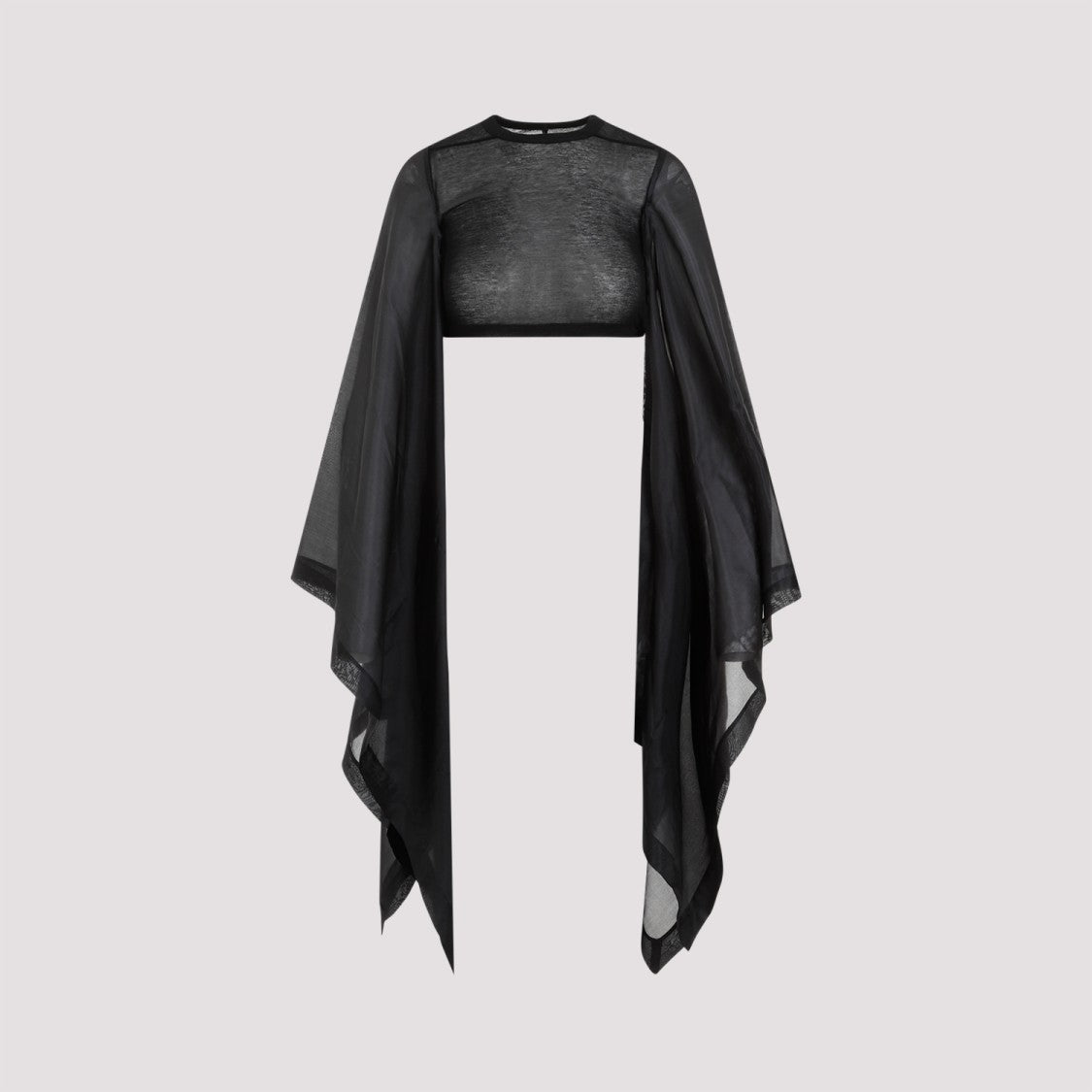 Rick Owens Flag Crop Habotai Black Cotton Silk Top