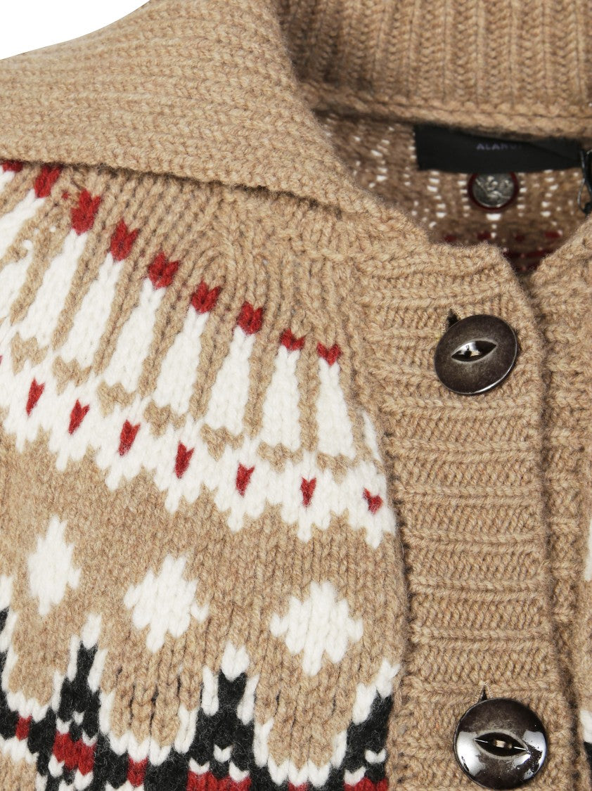 Alanui Button-Down Cardigan With Contrasting Zigzag Detailing
