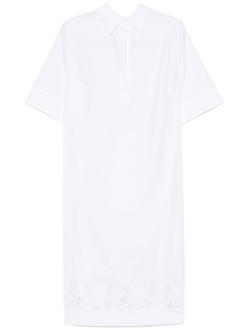 Parosh White Midi Dress With Classic Collar