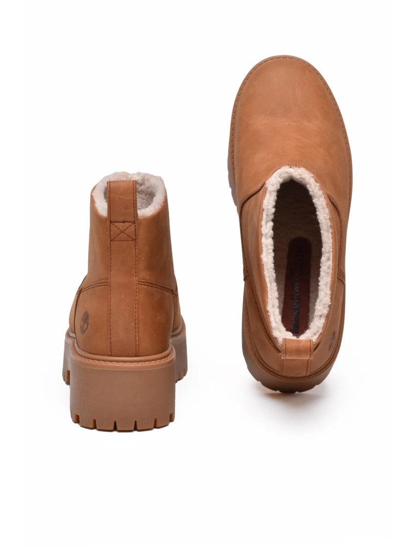 Timberland Brown Chunky Sole Plush Lined Leather Boots