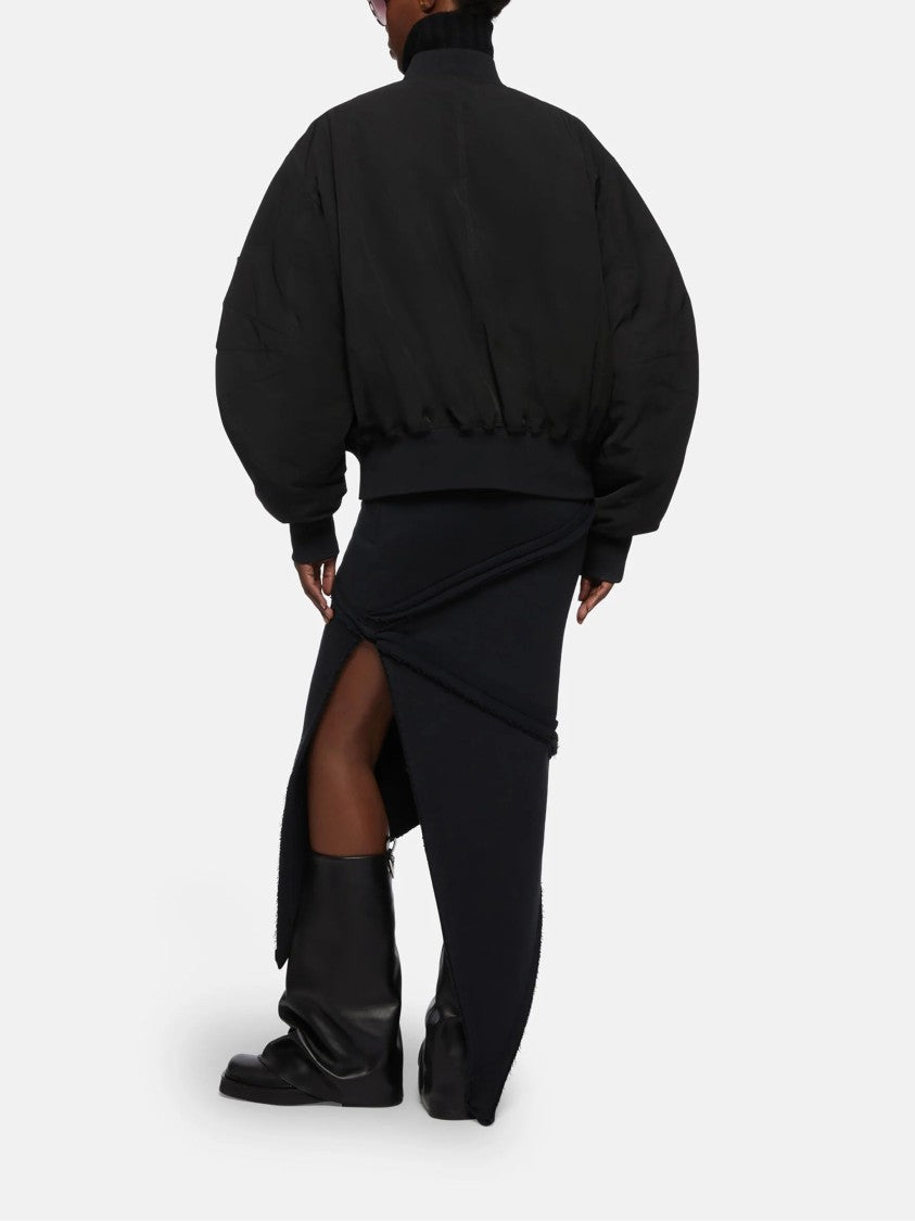 The Attico Black Bomber Cropped Balloon-Sleeve Jacket