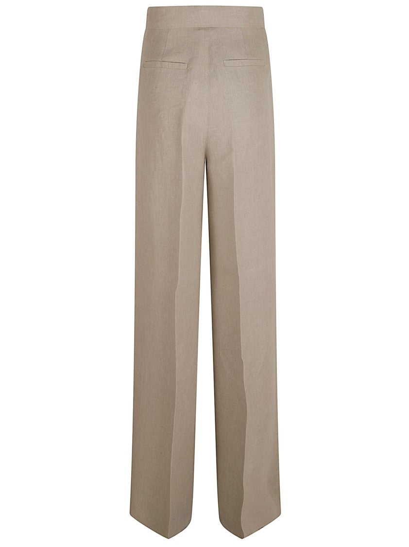 Max Mara Beige Wide-Leg Trousers With High Waist And Front Pleats