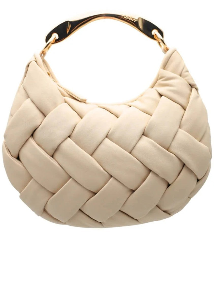 Twin-Set Neutral Padded Woven Shoulder Bag