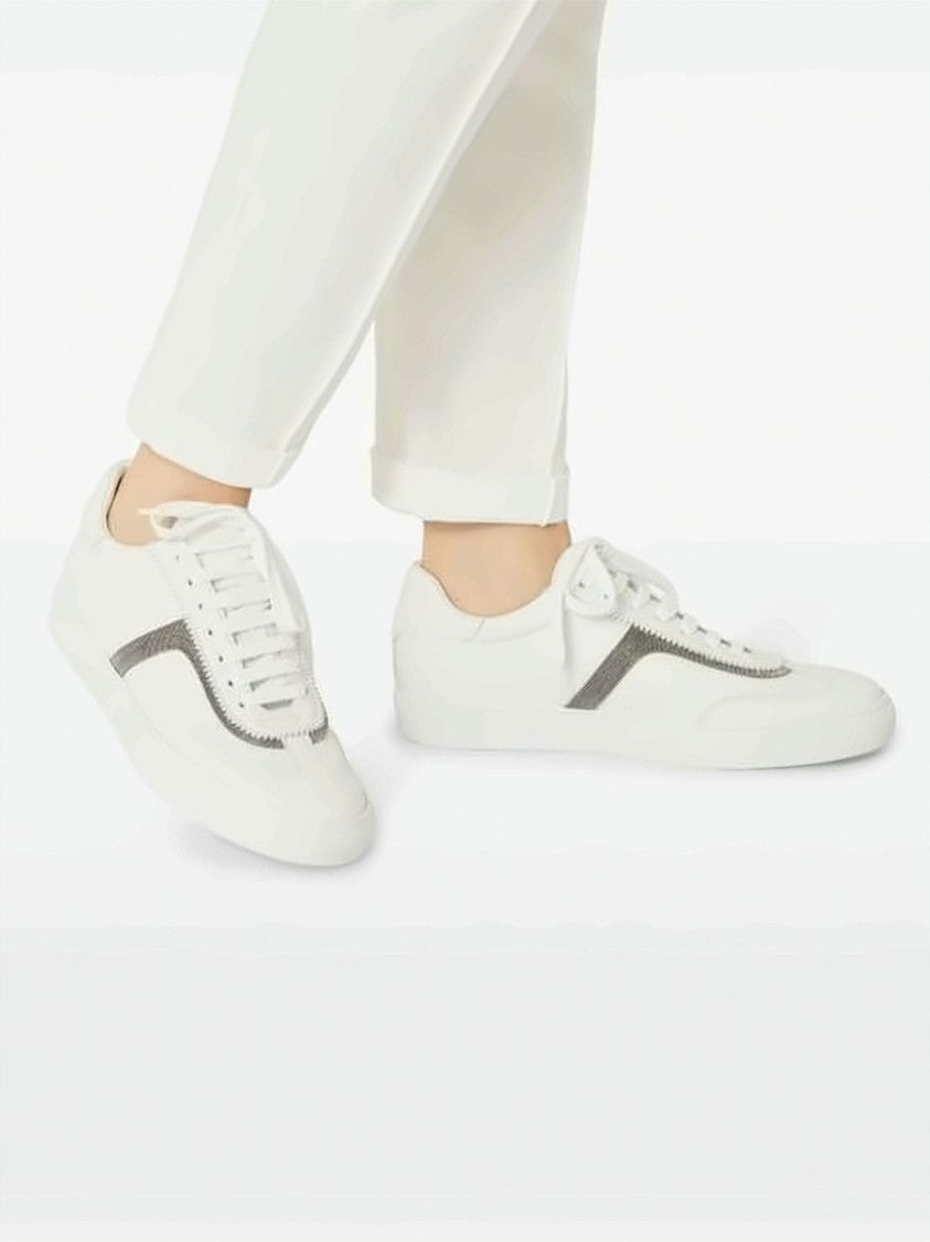 Brunello Cucinelli Low-Top Sneakers With Textured Grey Stripe Detail