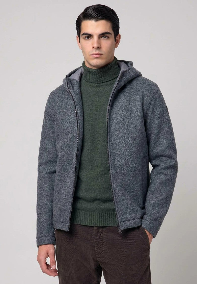 Colmar Dark Grey Textured Hooded Cropped Jacket