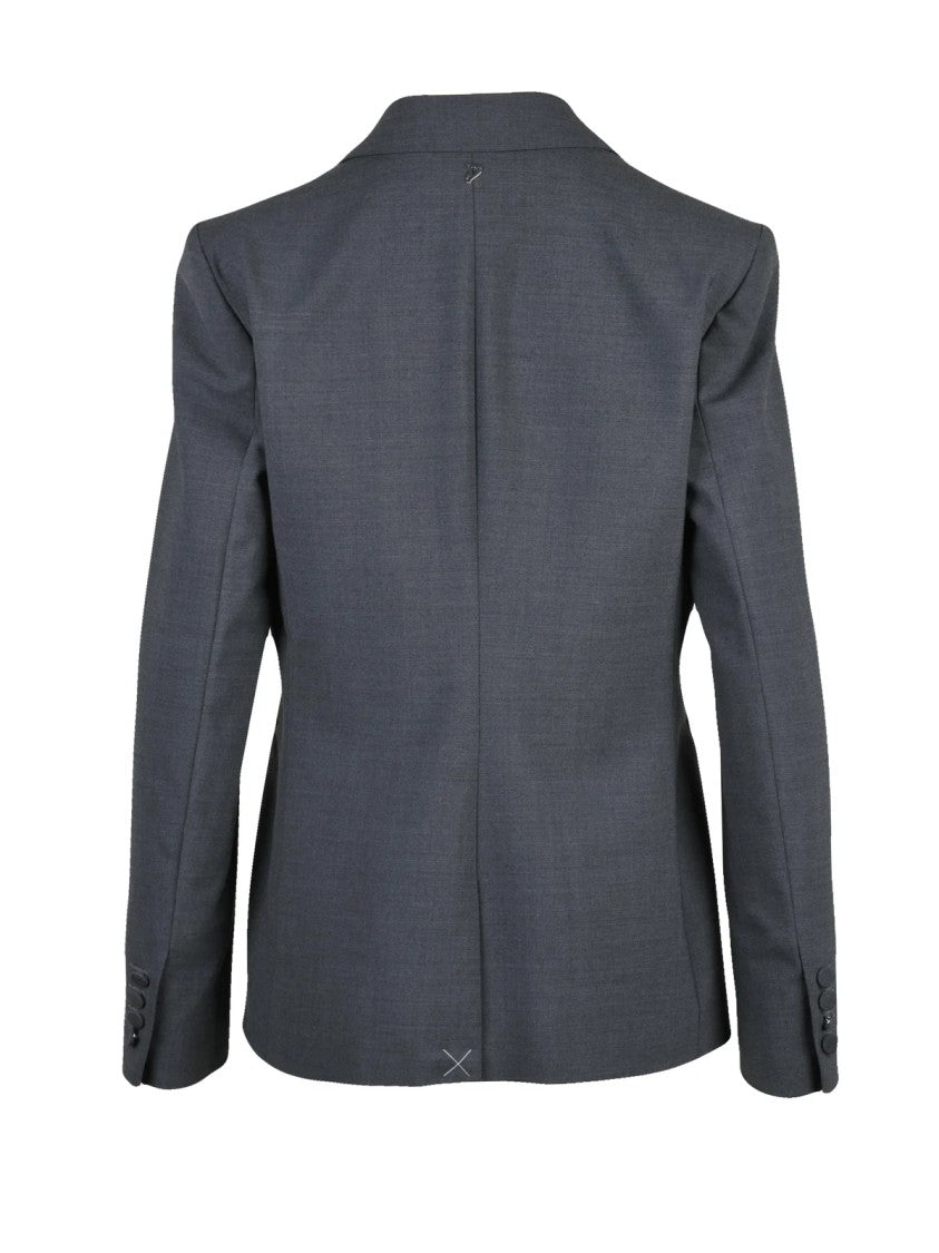 Dondup Grey Virgin Wool-Blend Tailored Blazer