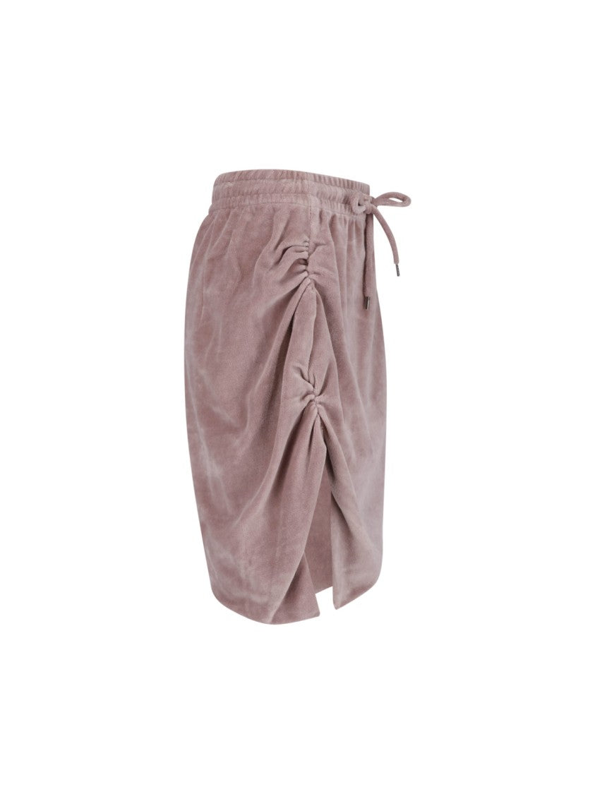 Vivienne Westwood Pink Ruched Drawstring Velvety Skirt