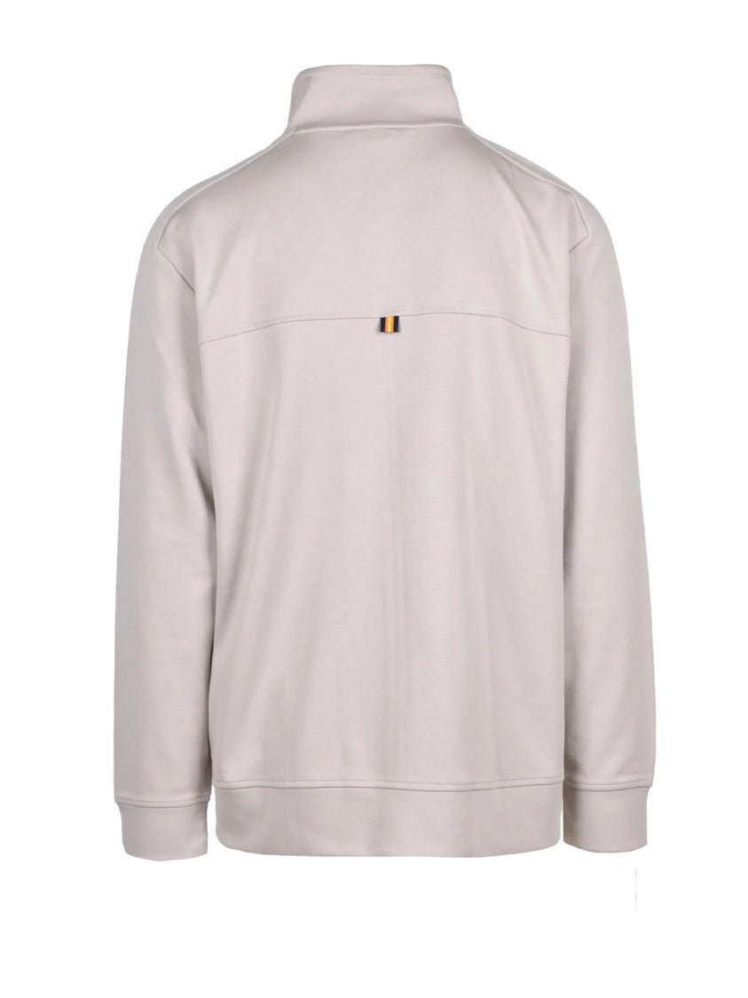 K-Way Beige Minimalist Cotton-Blend Zip Hoodie