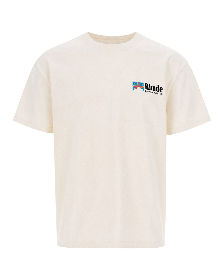 Rhude Oversized Ribbed Neckline Cotton Jersey T-Shirt