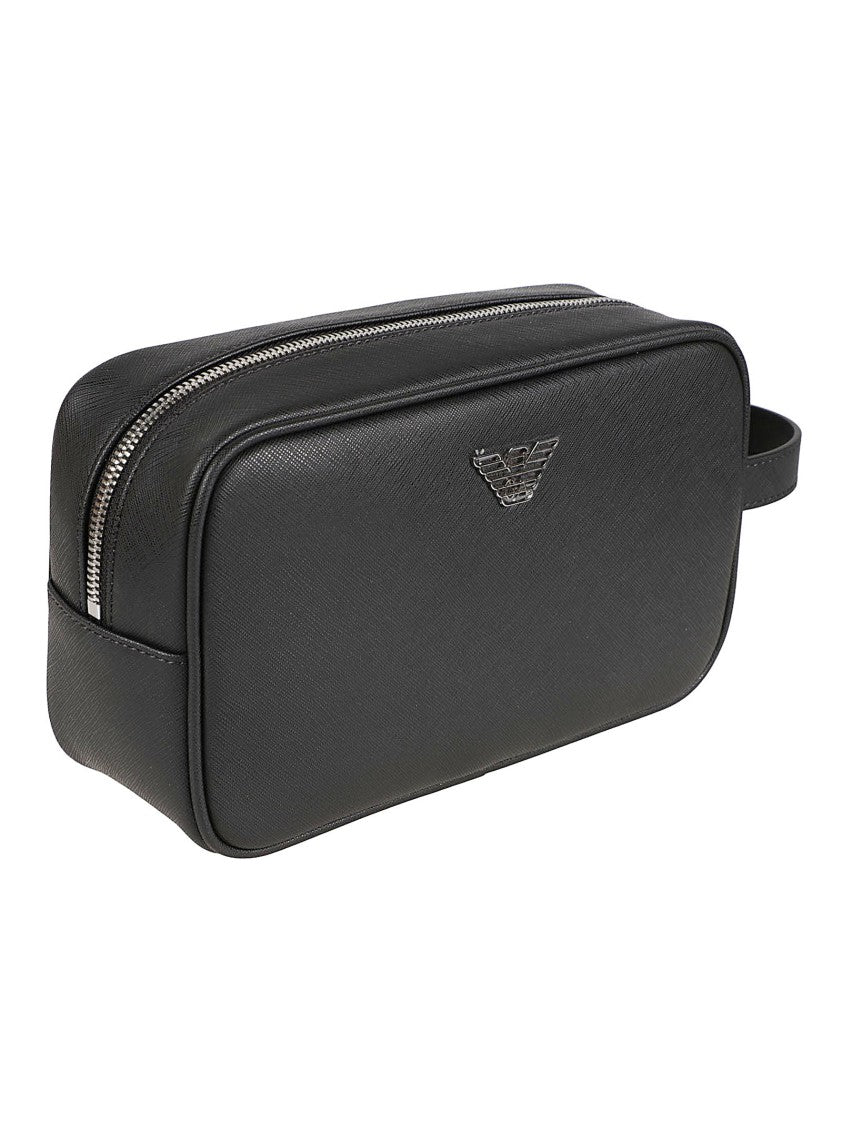 Emporio Armani Logo Plaque Animation Textured Polyurethane Beauty Case