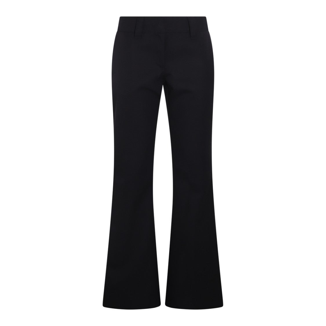 Palm Angels Navy Blue Wool Blend Flared Trousers With Low Waist Design