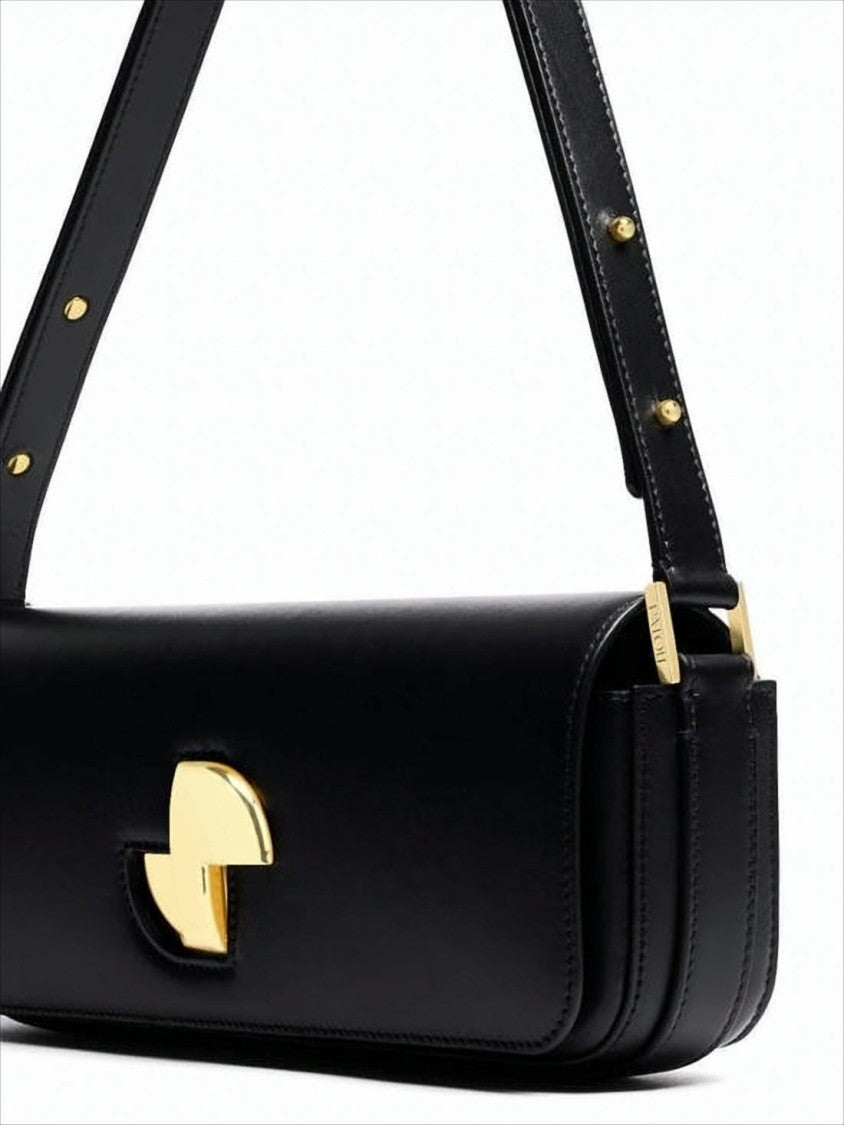 Patou Structured Shoulder Bag With Polished Gold-Tone Clasp