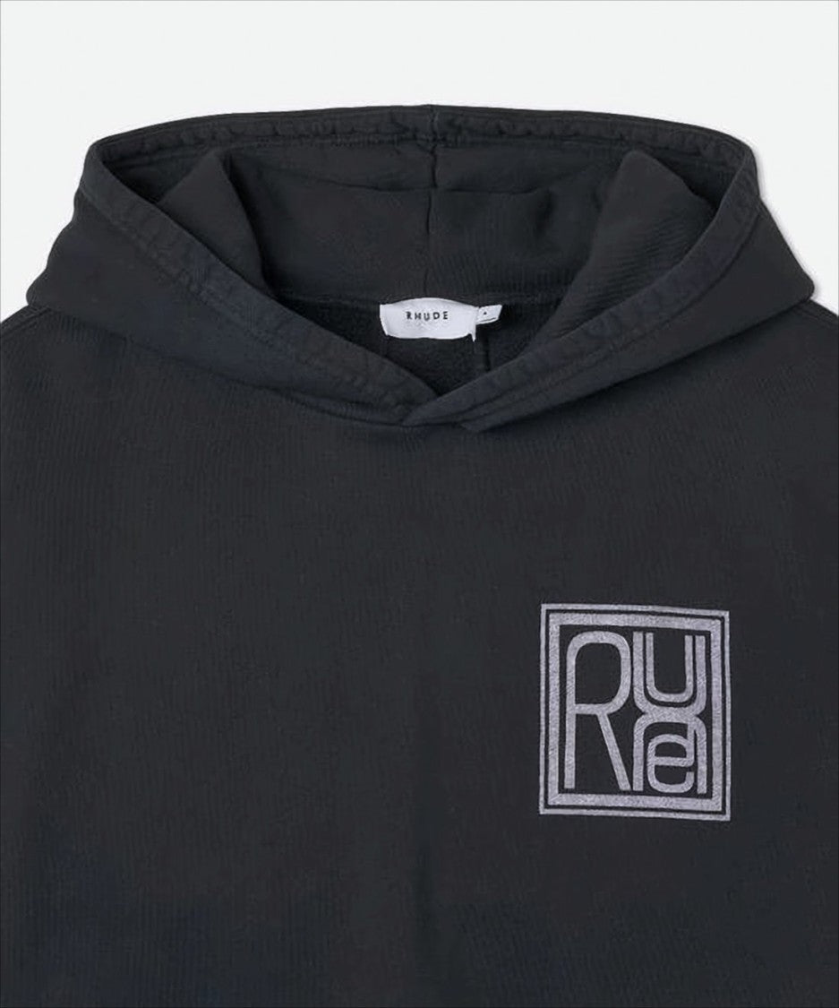 Rhude Relaxed Fit Black Hoodie With Bold Logo