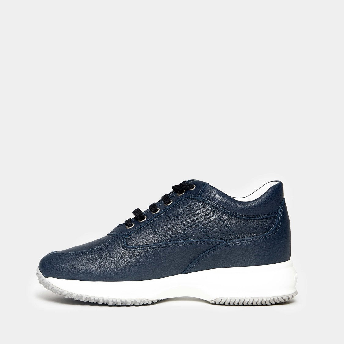 Hogan Perforated Pearly Blue Leather Interactive Sneakers