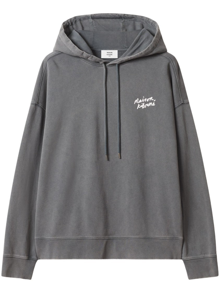 Maison Kitsuné Faded Oversize Hoodie With Artistic Handwritten Detail