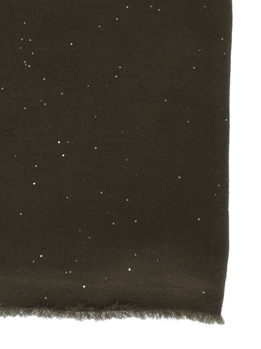 Faliero Sarti Rectangular Wool Blend Scarf With Metallic Accents