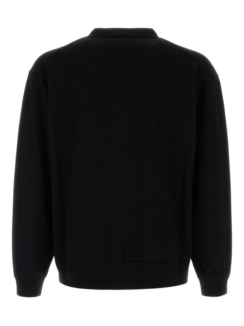 Kenzo Button-Front Black Wool Cardigan With Embroidered Motif