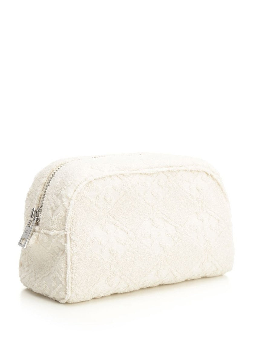 Tory Burch Textured White Bag With Zip Closure