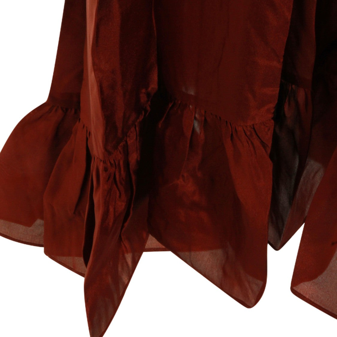 Zimmermann Maxi Red Silk Skirt With Ruffled Hem And Drawstring Waist